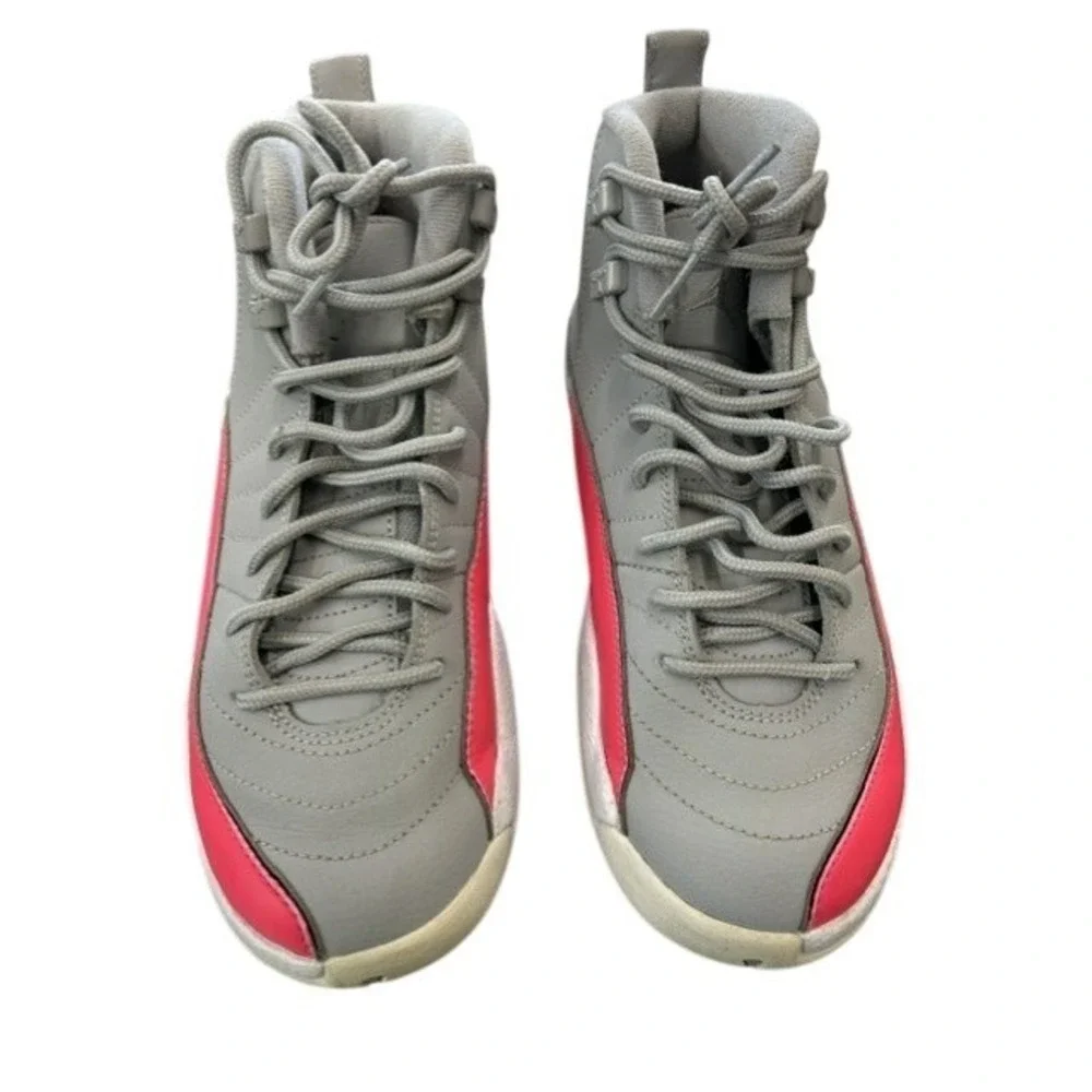 Jordan 12 Retro GS Racer Pink Wolf Grey Kids Basketball Shoes 6.5Y